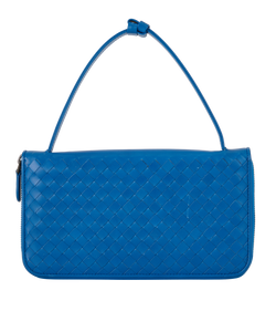 Intrecciato Wallet On Strap, Leather, Blue, BO4876394N, 2*